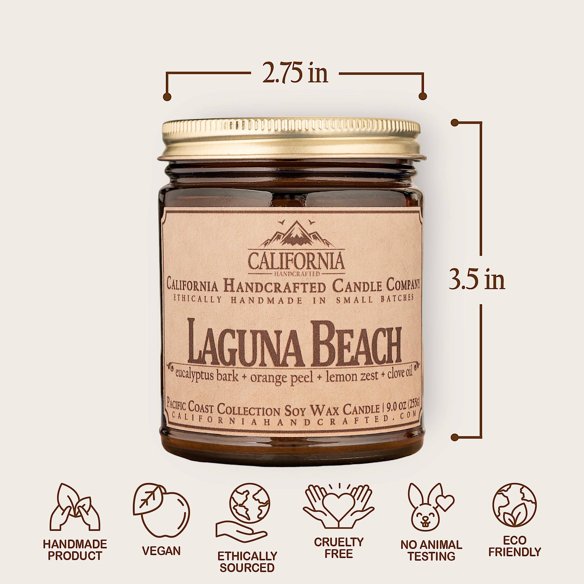 California Handcrafted - Vente Bougie en bocal - Bougie en pot d'abricot et noix de coco Laguna Beach2