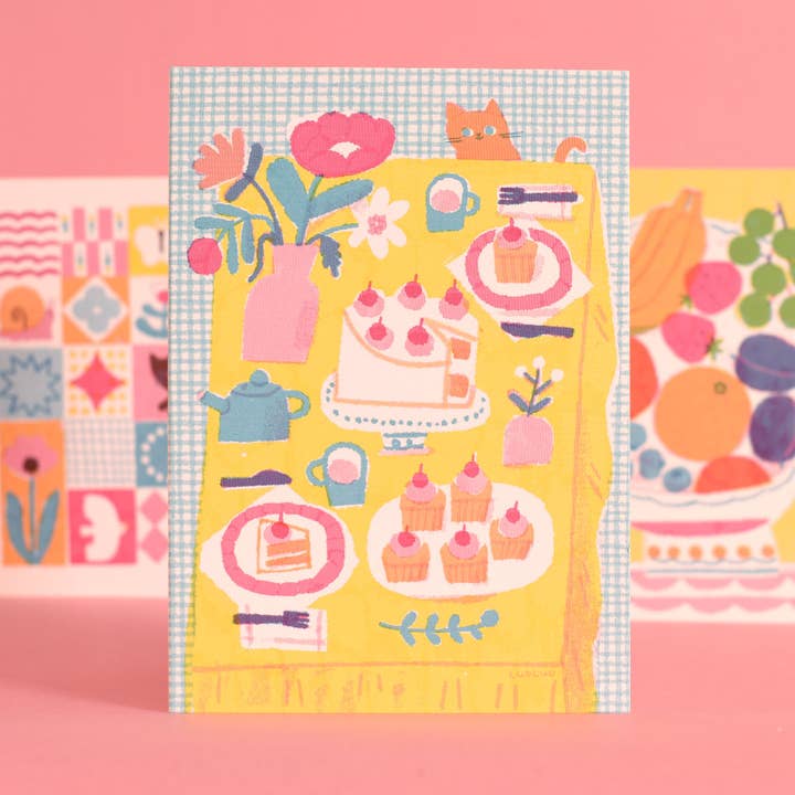 Printer Johnson Ltd – wholesale Everyday greeting card – Tea Party | Everyday greetings card | Cat lover, cupcakes2