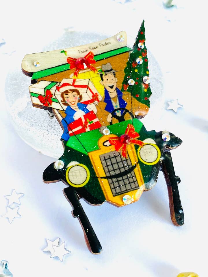 Retro car brooch, vintage brooch, brooches, retro jewellery for wholesale by Rosie Rose Parker
