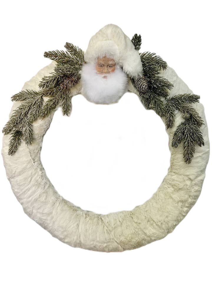 Santa Wreath with Pine - Bisque for wholesale by Sherri's Designs