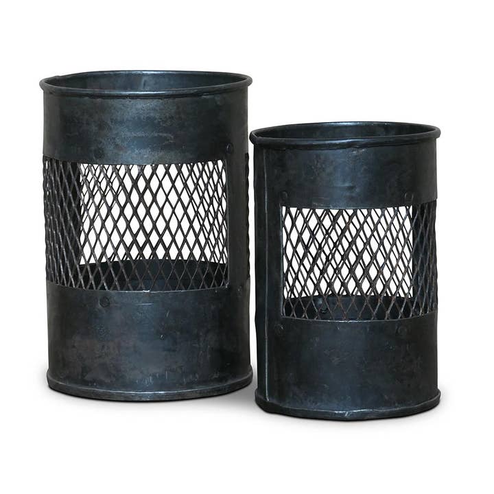 Sæt med 2 lanterne- og kurveholder i metal for engroshandel hos Nature and Style Wohnkultur Import GmbH