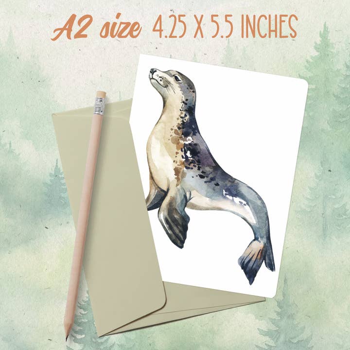 Handmade fur seal greeting card for wholesale by Soul Familiar