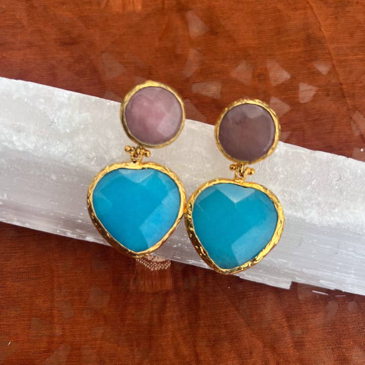 Georgia On My Mind - Wholesale Dangle earrings - Double Stone Earring- Large7