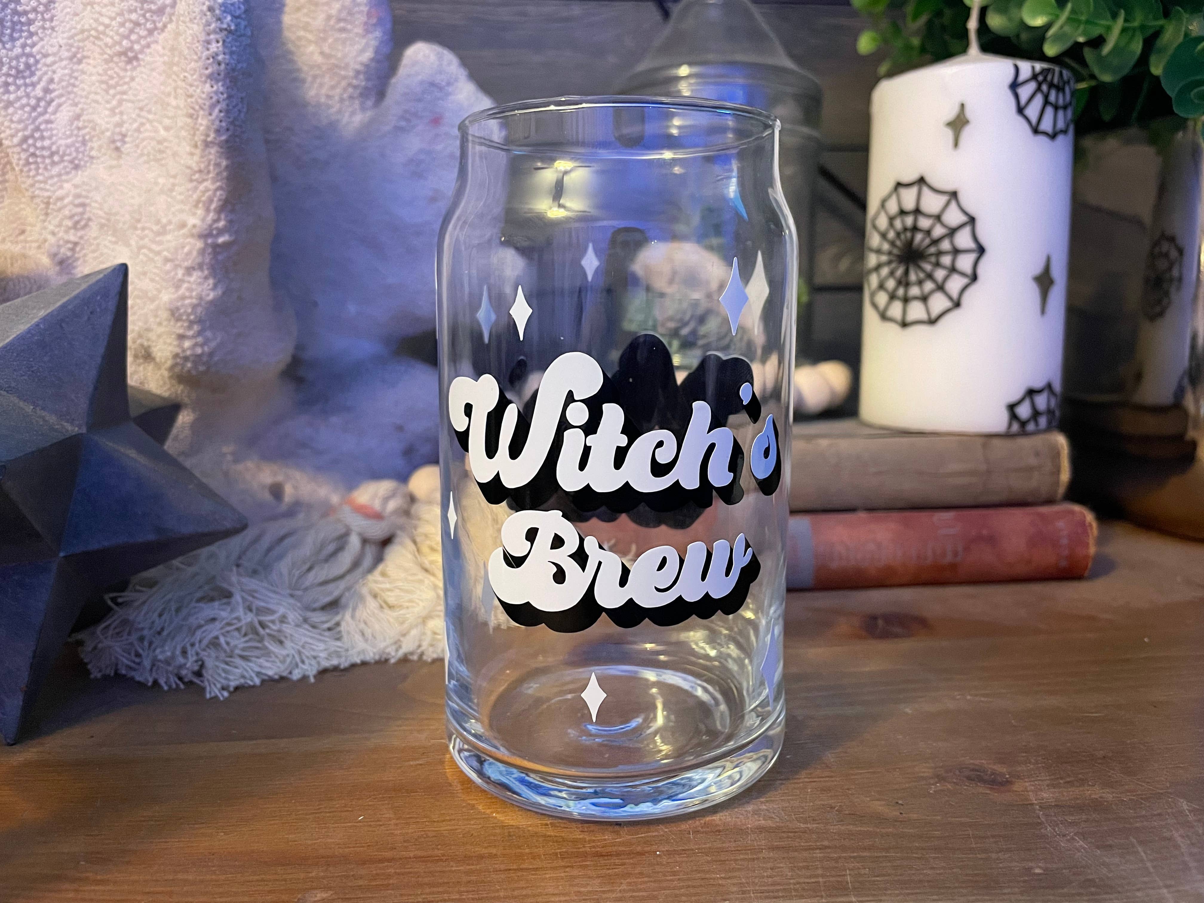 Mickee Mariee - Wholesale Drinking Glass/Cup - Witch’s Brew Glass Can - 16 or 20 oz Iced Coffee Drink Cup1