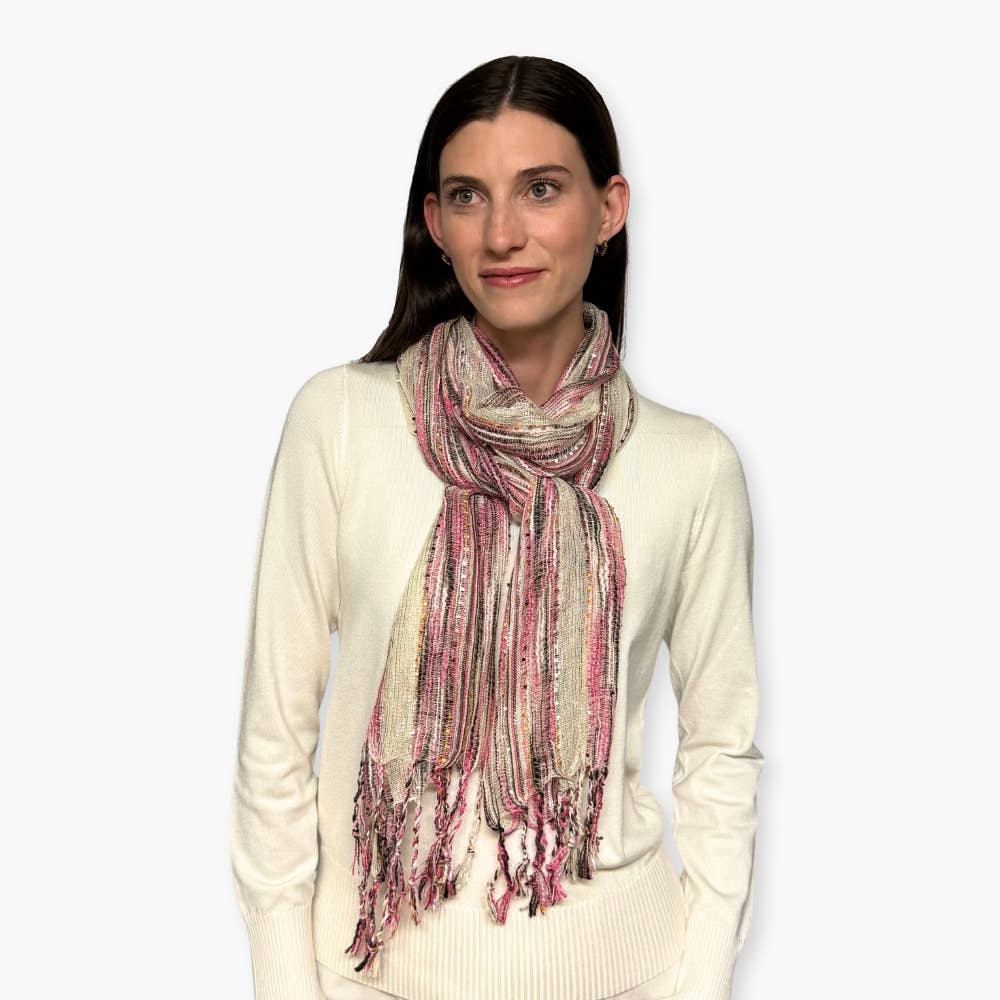 Humble Hilo – wholesale Scarf – Women's – Humble Hilo Multicolored Thread Artisan Scarf139