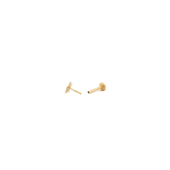 Kris Nations - Wholesale Stud/Post Earrings - Star Flat Back Single Stud Earring in 14k Gold Threadless 6mm Pin 20 Gauge Hypoallergenic Nickel Free Ships from CA3