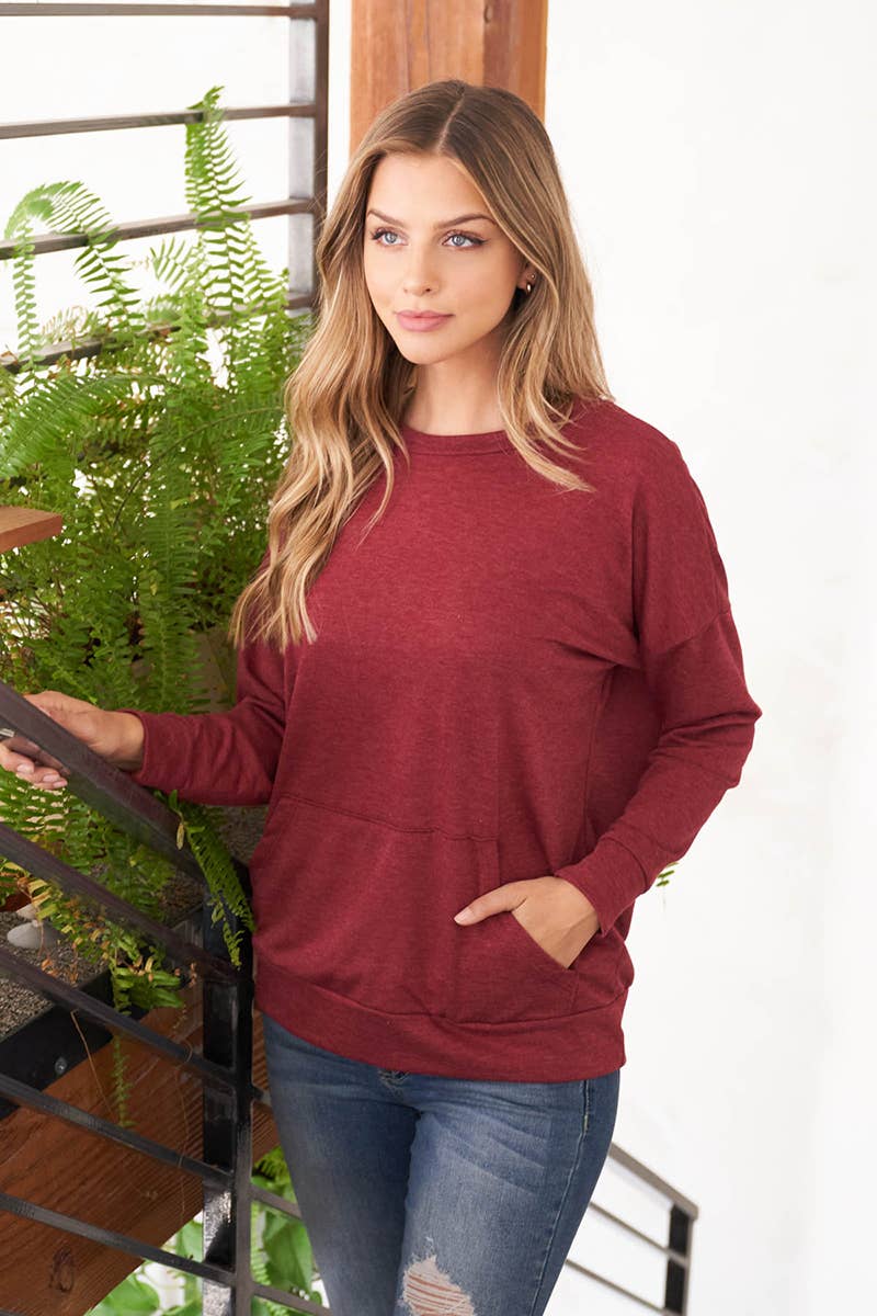 You & Me – wholesale Sweatshirt - Dam – PPT2063-LÅNGÄRMAD FRANSK FROTTÉ TOPP MED KÄNGURUFICKA7