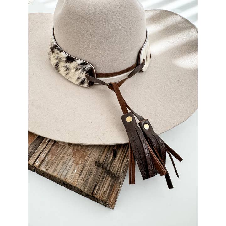 Boho Ranch Shop - Wholesale Hat Accessory - Women's - 1” COWHIDE HAT BAND Leather Hat Band leather ties2