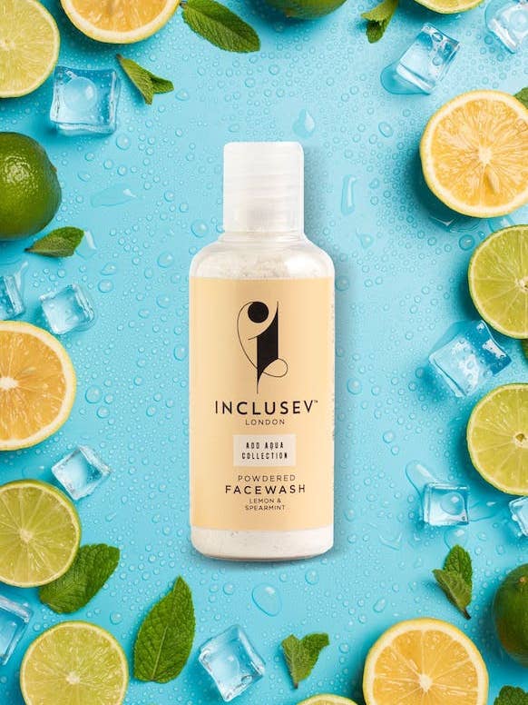 Inclusev gezichtswaspoeder om te schuimen, citroen en groene munt 50 g voor wholesale door Inclusev Cosmetics