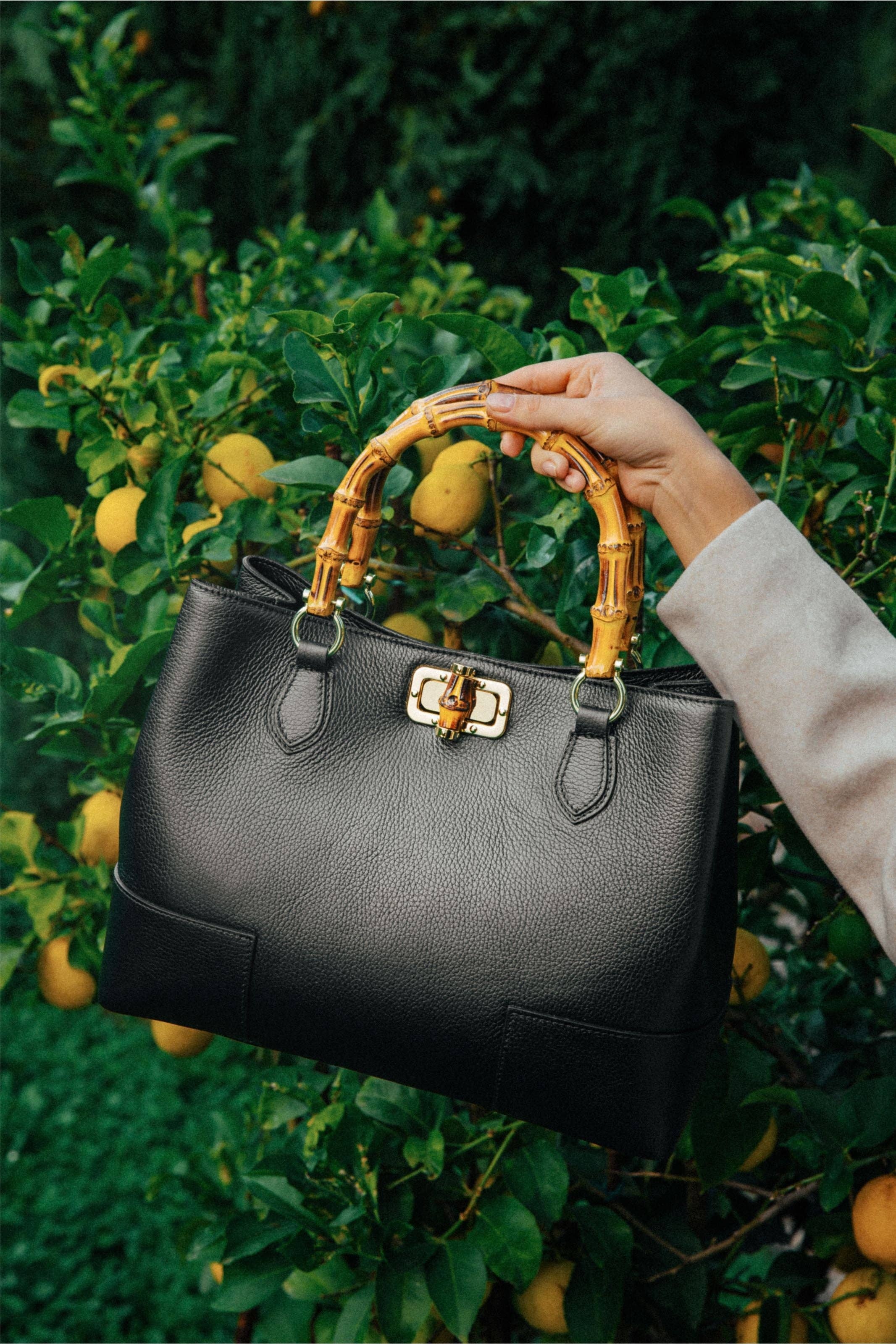 Prestige Milano - Wholesale Tote Bag - Women's - Bamboo Babe Bag in Black Dollar Leather8