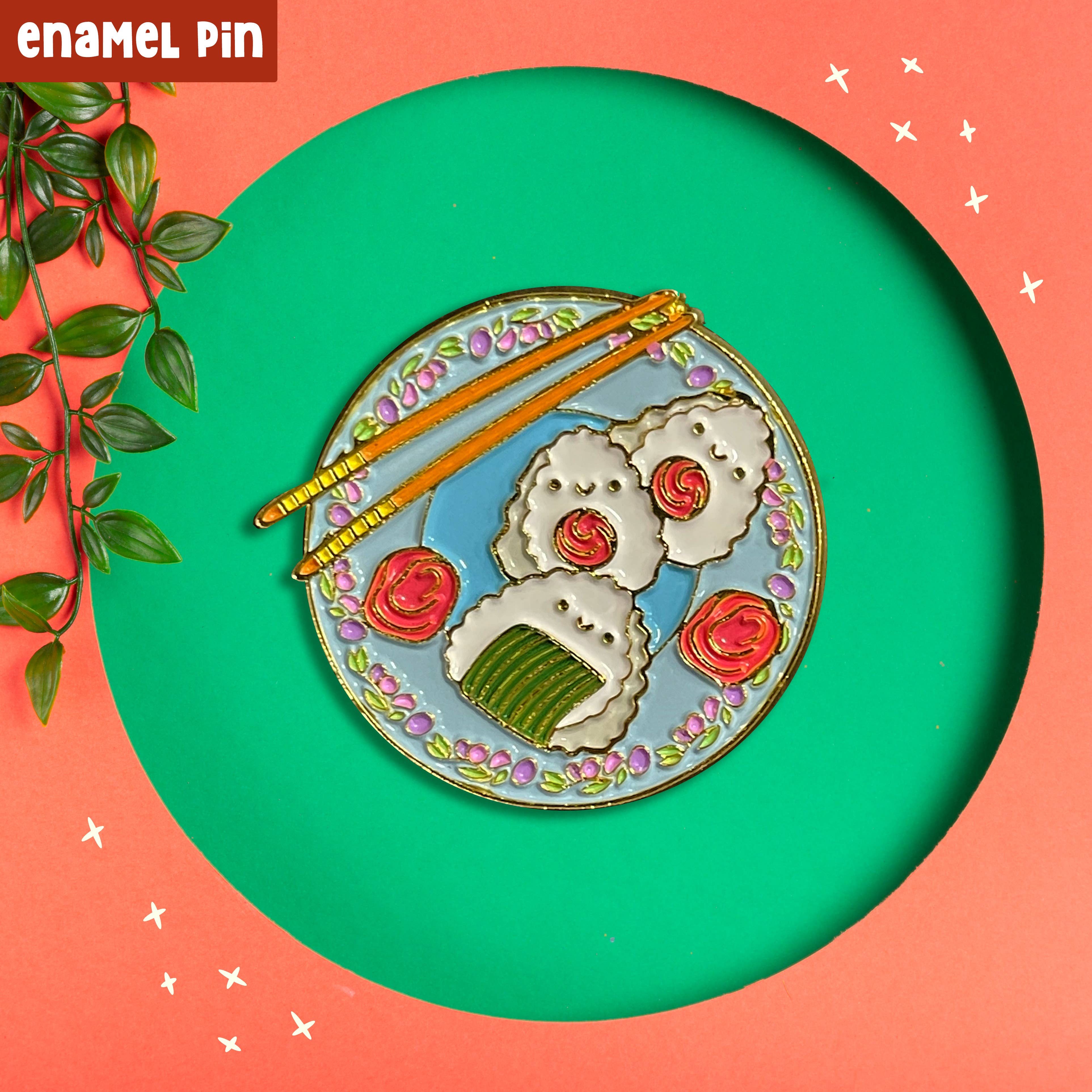 Neha Lee Designs - Wholesale Lapel Pin/Button - Kawaii onigiri sushi enamel pin5
