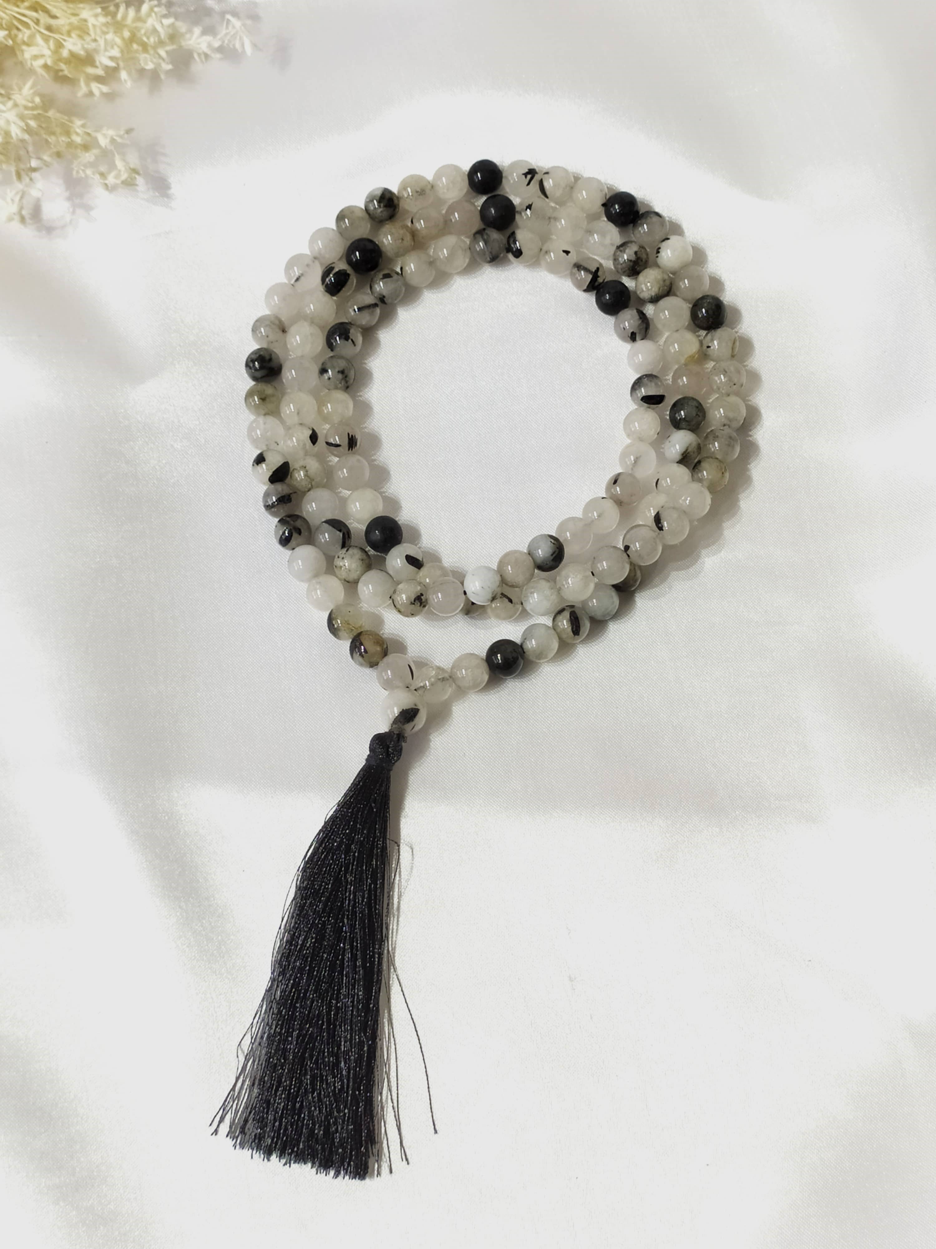 Soothing Crystals - Wholesale Prayer Beads Necklace - Gemstone Mala | Black Rutile | 108 Prayer Bead | Jap Mala3
