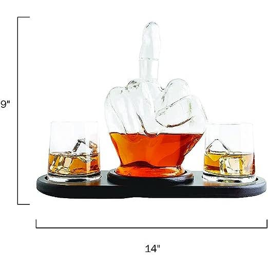 The Wine Savant / Khen Glassware - Wholesale Decanter - Middle Finger Novelty Whisky Decanter