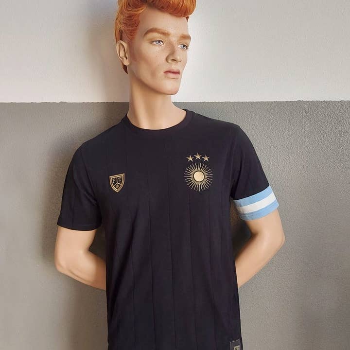 Football Town - Wholesale T-Shirt - Men's - Argentina Sol GOAT Messi Captain Black