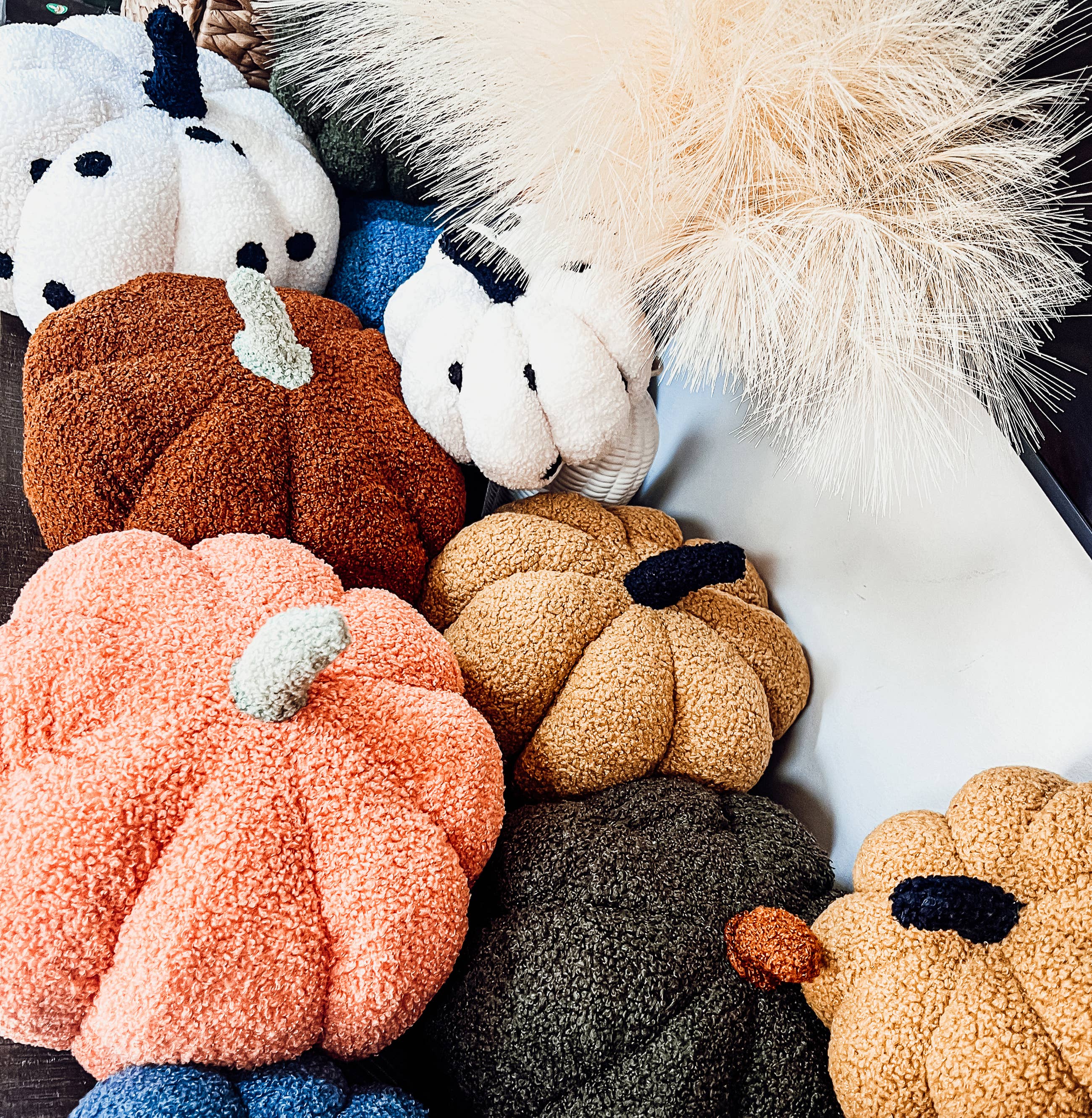 Gia Roma - Wholesale Decorative Tabletop Object - Neutral Fall + Halloween Home Decor, Cute Cotton Pumpkins BW39