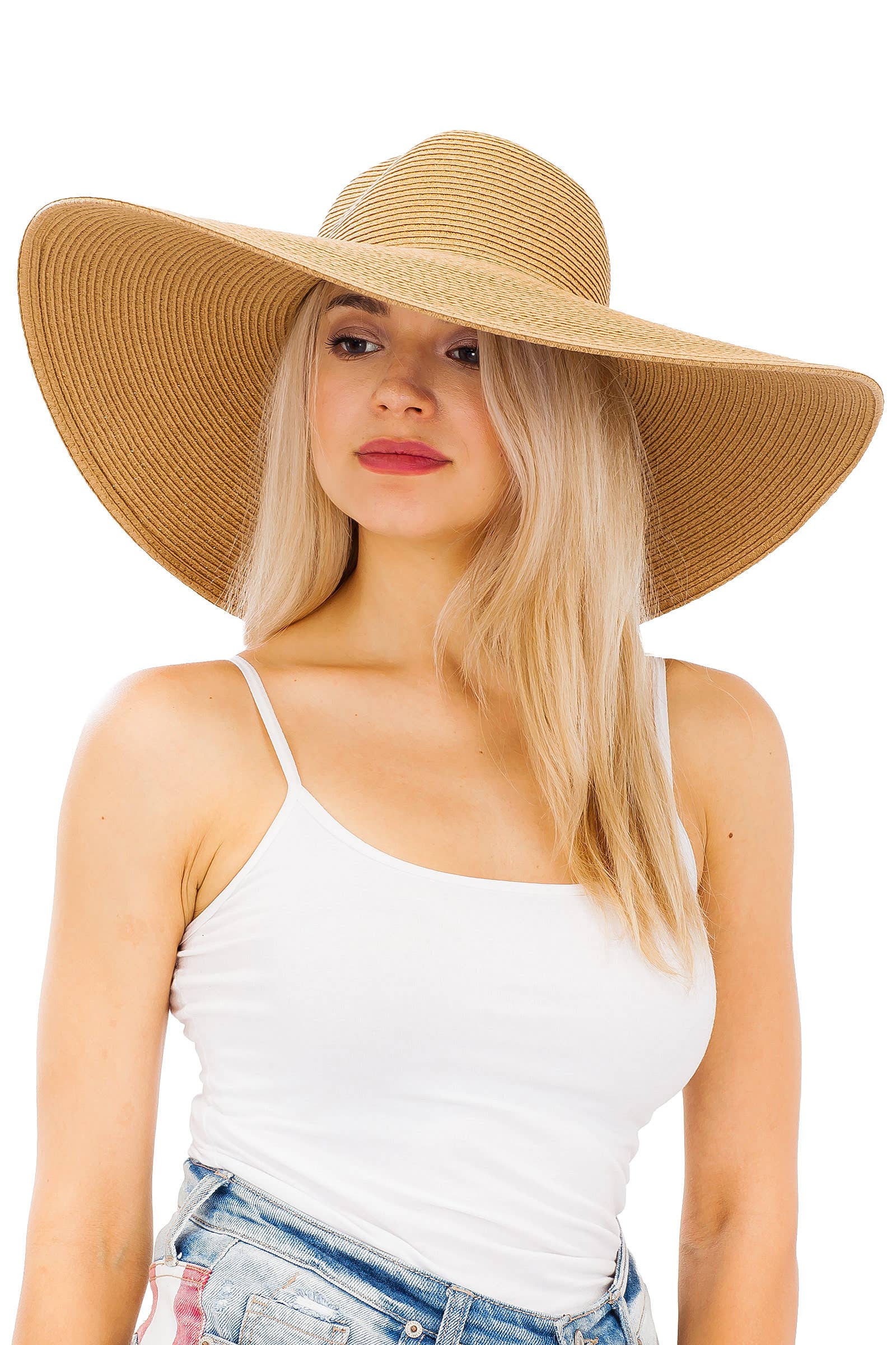 Cap Zone - Vendita all'ingrosso Cappello di paglia - Donna - Cappello da sole in paglia opaco, solido e pesante con tesa morbida.29