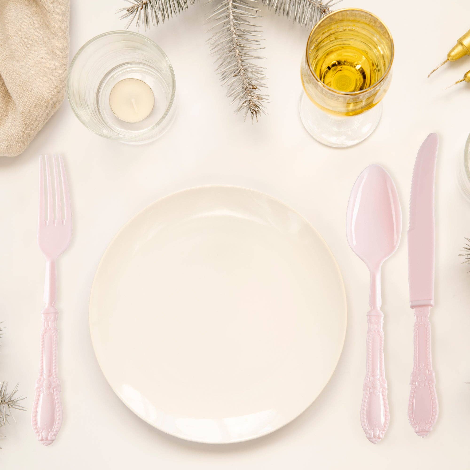 Smarty had a Party - Wholesale Assorted Cutlery Set - Pink Baroque Disposable Plastic Cutlery Set - 20 Guests7