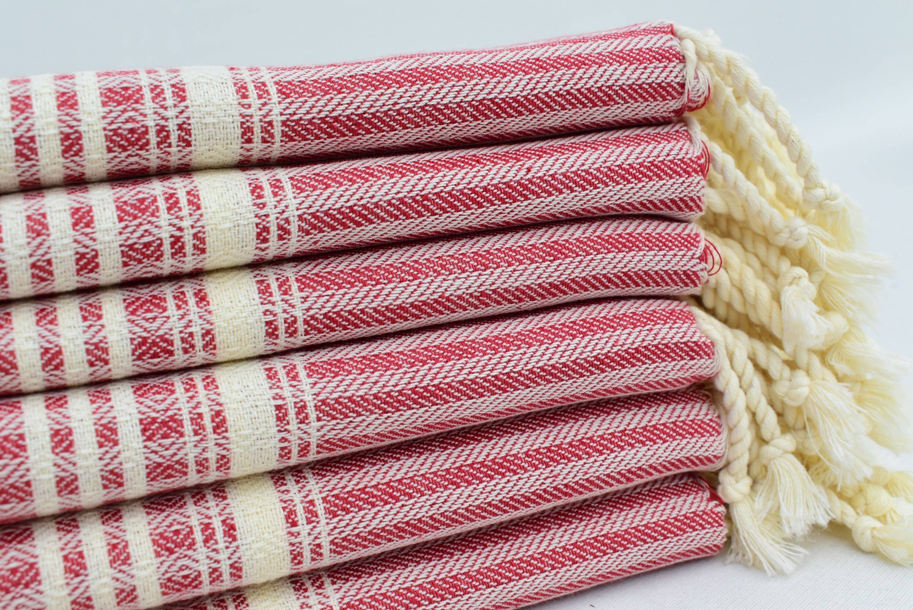 Organic Turkish Towels - Wholesale Tea Towel - Soft Kitchen Towel, Red Tea Towel, Dish Towel 20x403