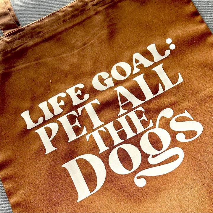 Just Chill Merch - Wholesale Tote Bag - Unisex - Brown Cotton Tote Bag Pet All The Dogs