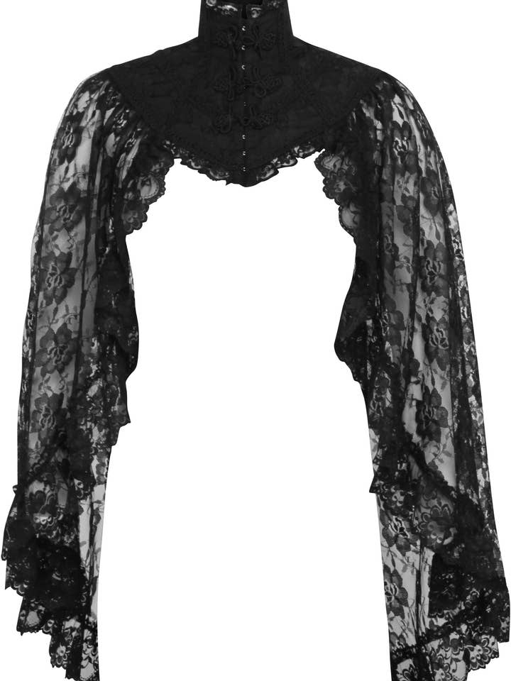 Daisy Corsets - Wholesale Jacket - Women's - Black Lace Sleeved Bolero Jacket