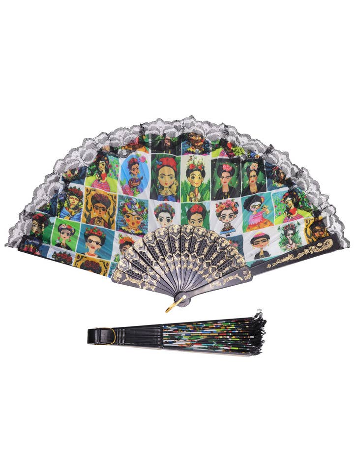 Frida Kahlo Portrait Collage Hand-held Folding Fan for wholesale by Cap Zone