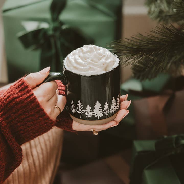 Sweet Water Decor - Wholesale Coffee Mug - Pine Trees Stoneware Coffee Mug - Christmas Decor