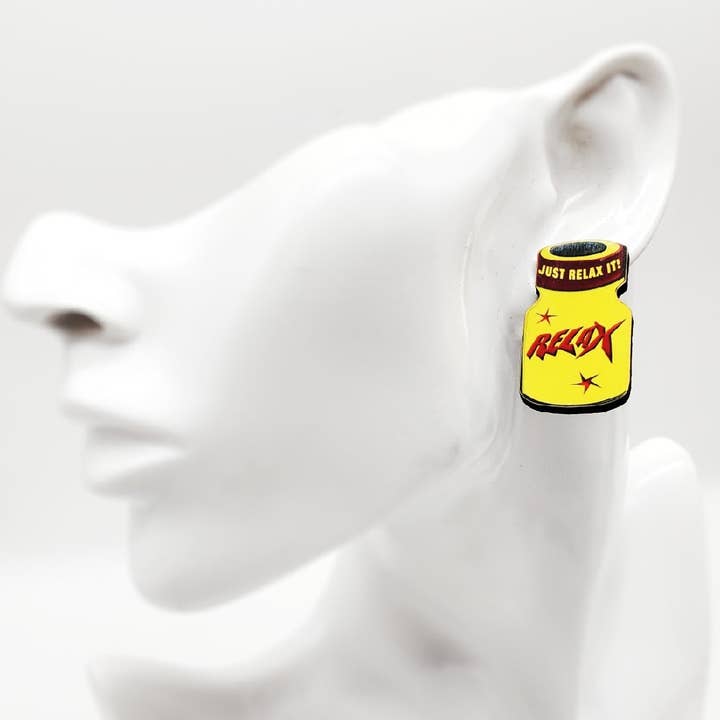 Mixtape Your Life - Wholesale Stud/Post Earrings - Relax Poppers Bottle and Sex Toy Fist Stud Earrings
