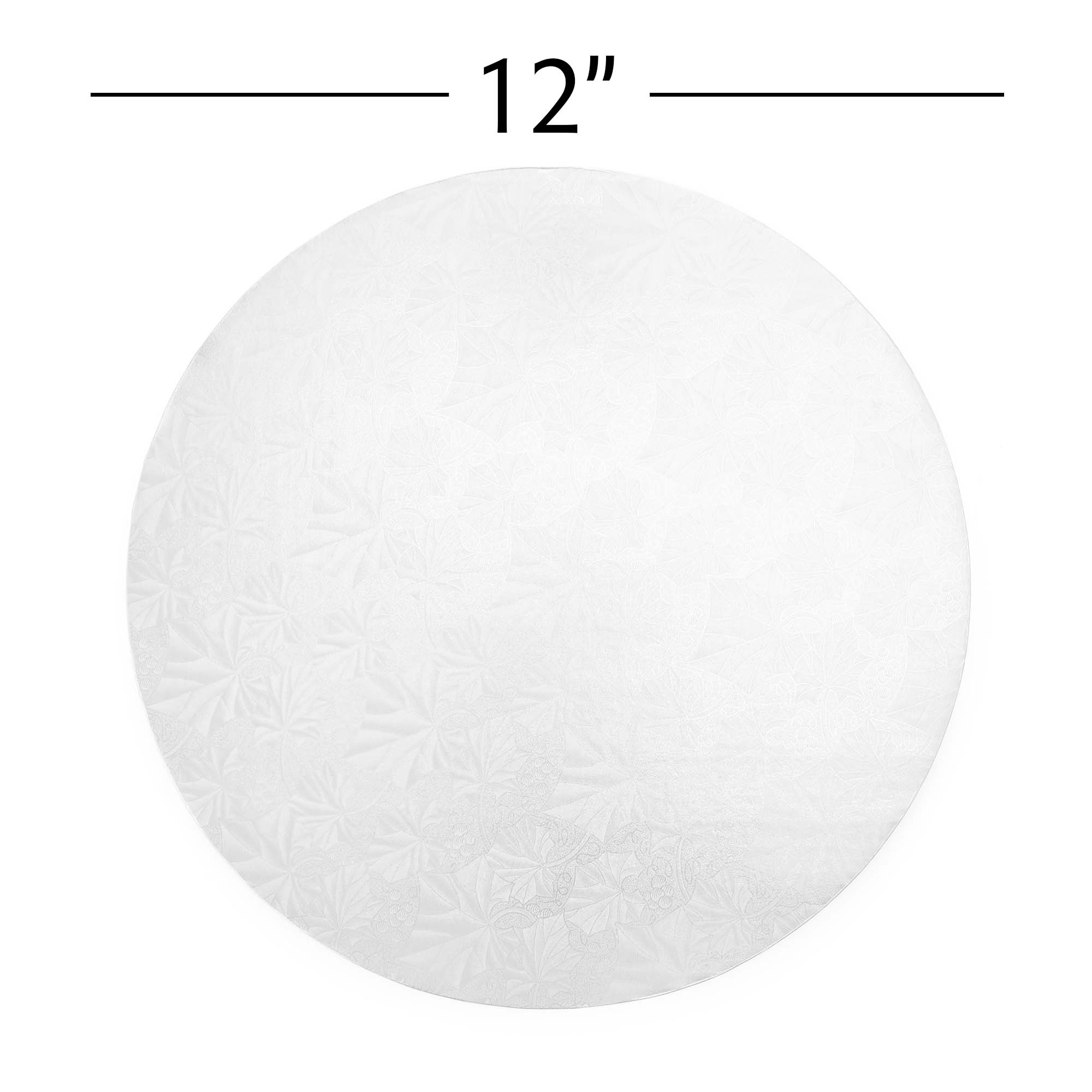 Filigree Round Cake Drum 12" - Set of 5 - White for wholesale on Faire4