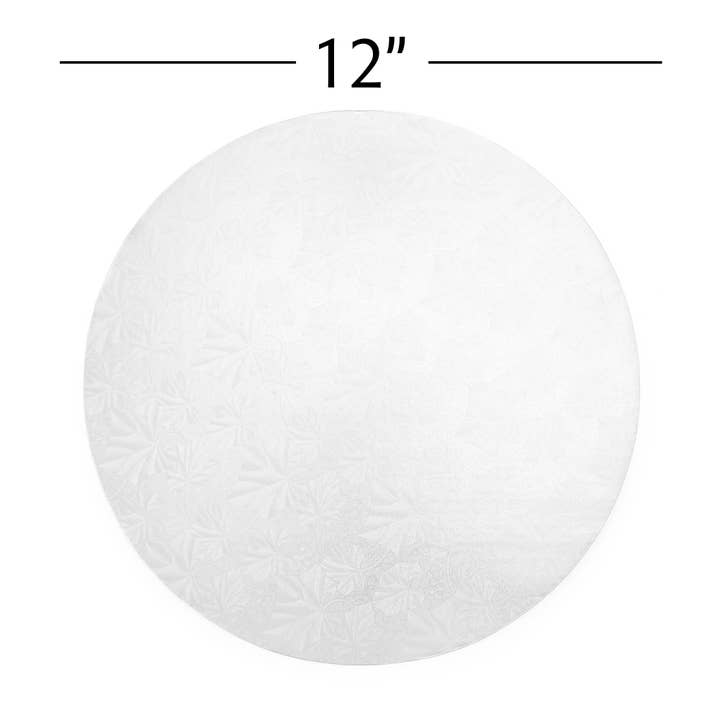 Filigree Round Cake Drum 12" - Set of 5 - White for wholesale on Faire4