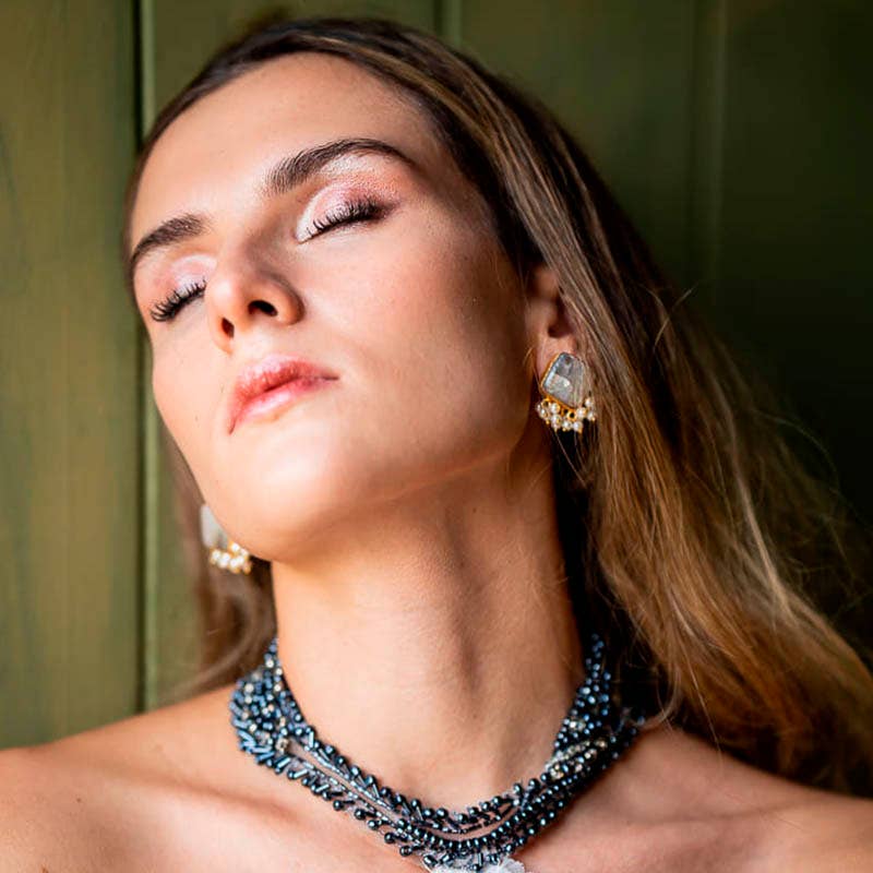 ACUS - Wholesale Dangle Earrings - Bosra Grey Pearl Earrings2