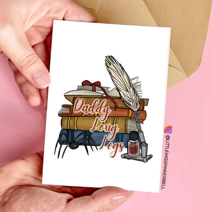 Little Miss PinkerBell - Wholesale Everyday Greeting Card - Daddy Long Legs Literary Book Card with Envelope
