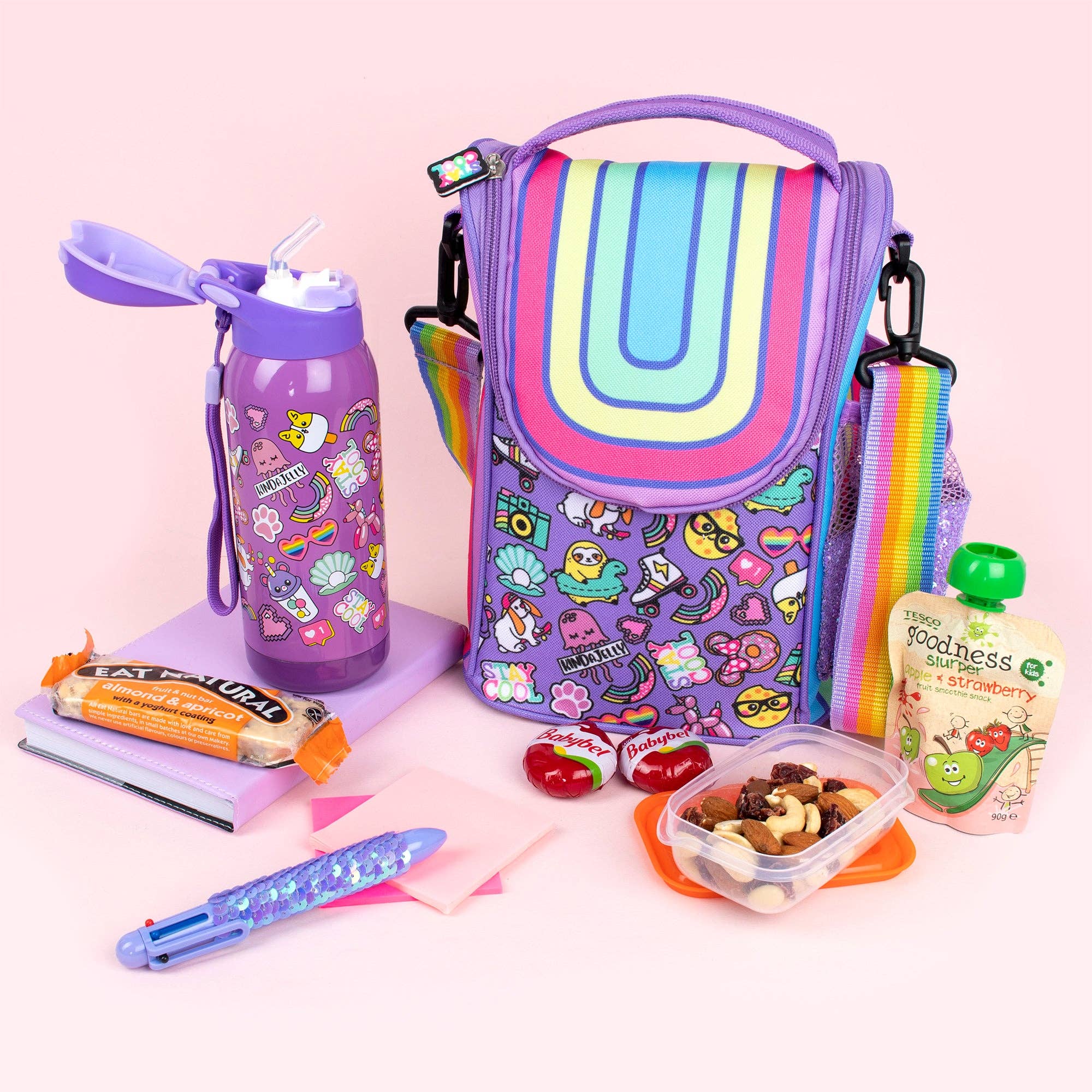 Fringoo Group Ltd – Engroshandel Madpose/-kasse – Børn – Middagstasker med rem - Rainbow Smile1