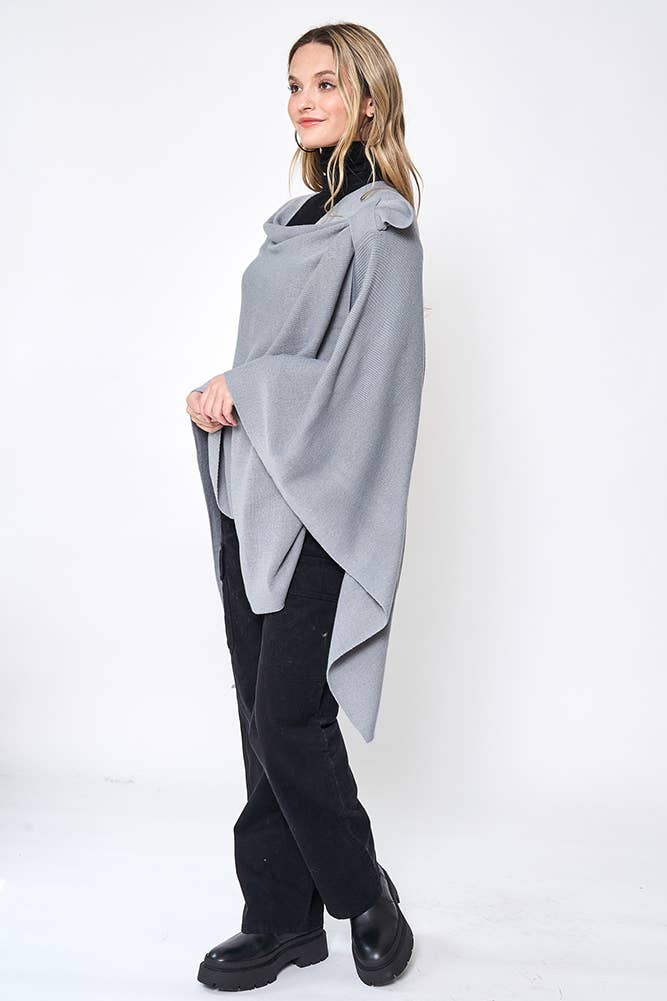 Hana - Venta al por mayor Poncho - Mujer - Ruana sólida con correa para el hombro18