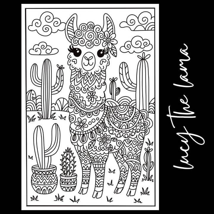 Lucy the Llama – Giant Coloring Page (24x36") for wholesale by Tons of Hues