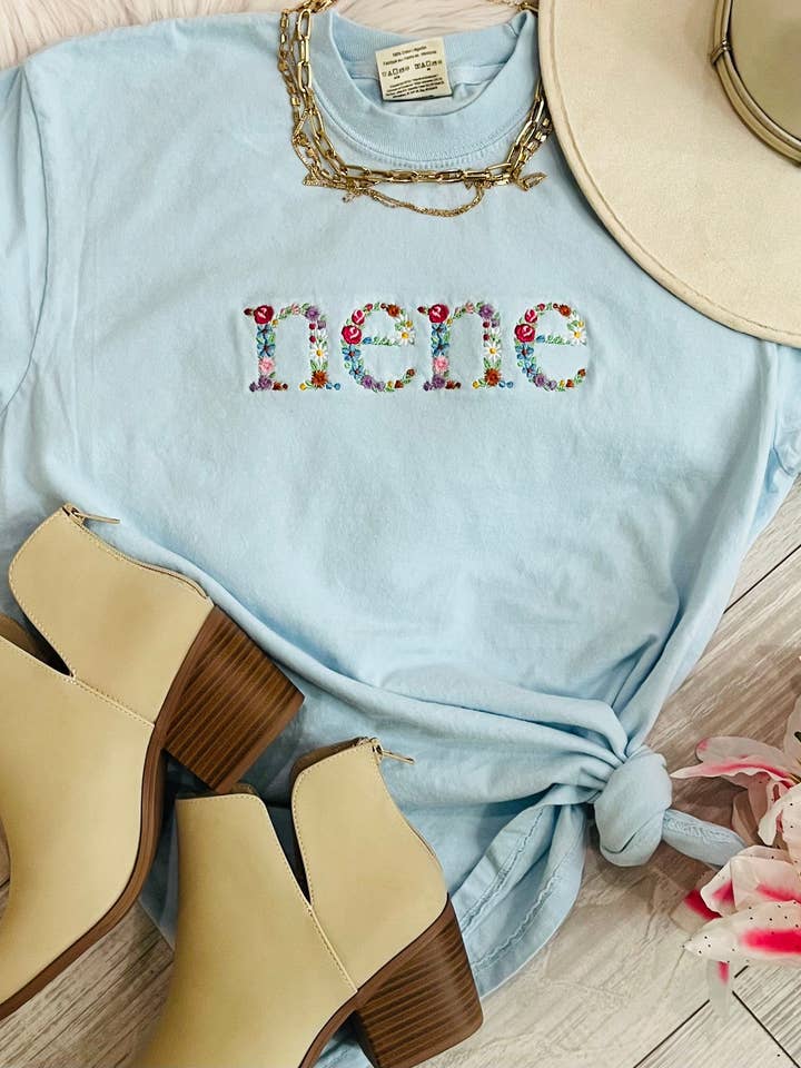 Nene Floral Embroidered Tee for wholesale by P&PD Wholesale