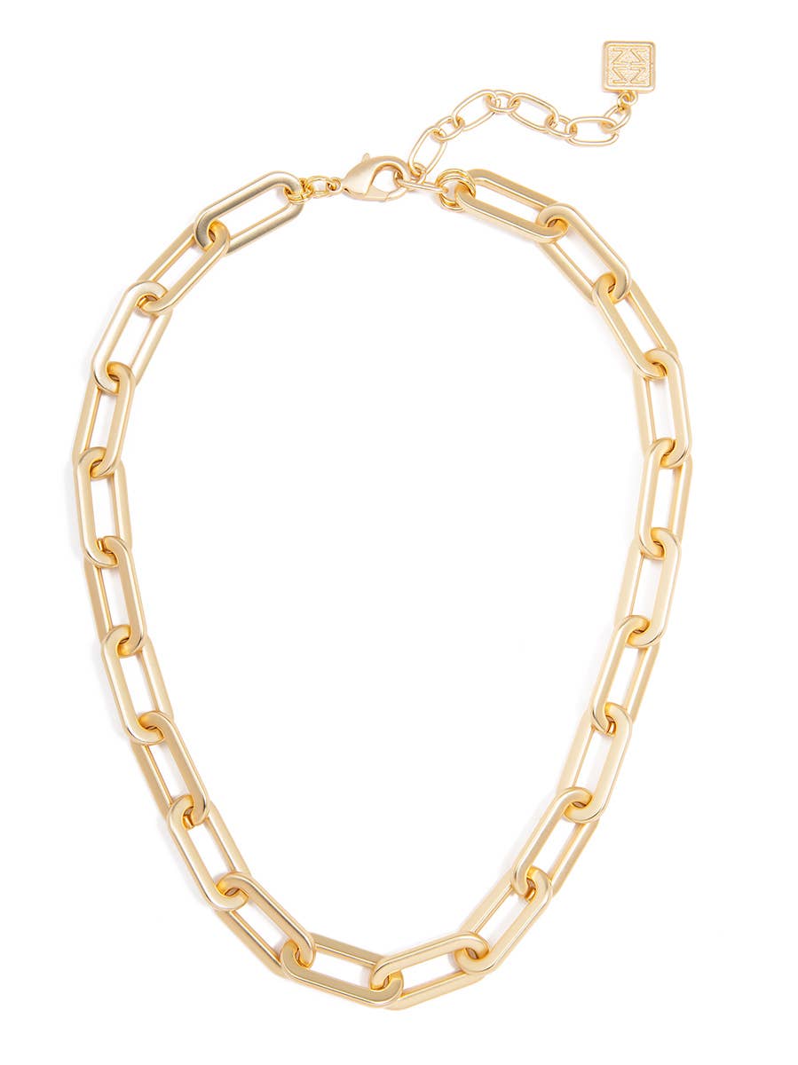 ZENZII Jewelry – Colar de elos e correntes por atacado – Colar de colar de elos oblongos banhado a ouro 18k7