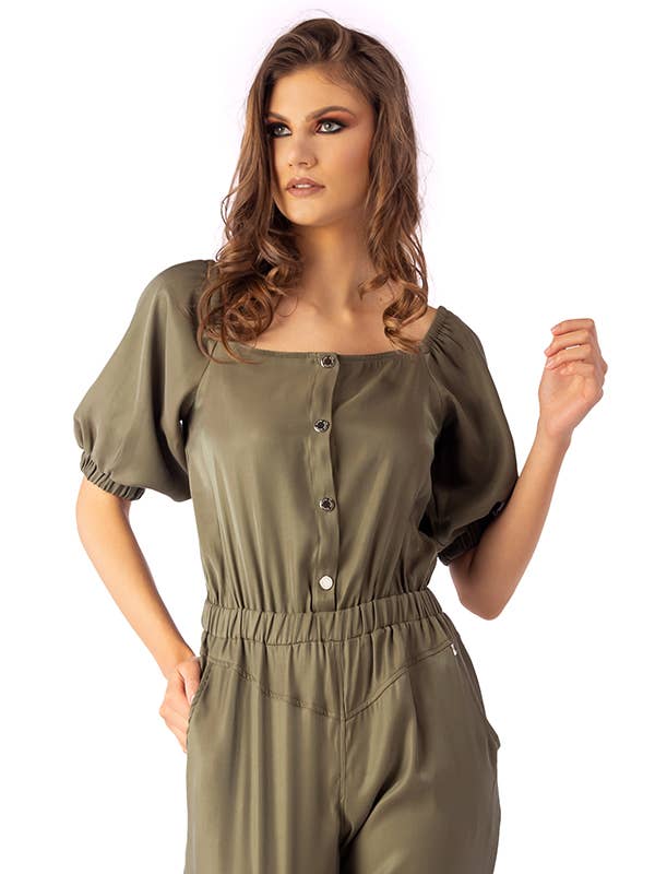 ZUMBI Fashion Store - Vente Pantalon – femme - Pantalon en tissu, ceinture élastique et œillets, ruban sergé3