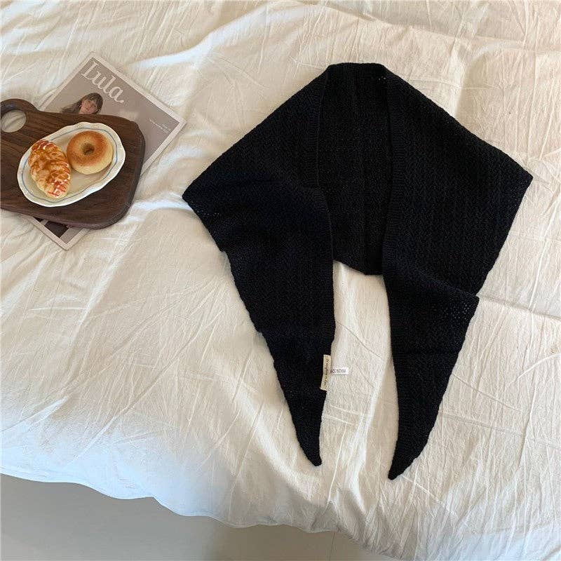 MoodGold – wholesale Scarf – Women's – Thin Hollow Knit Triangle Scarf3