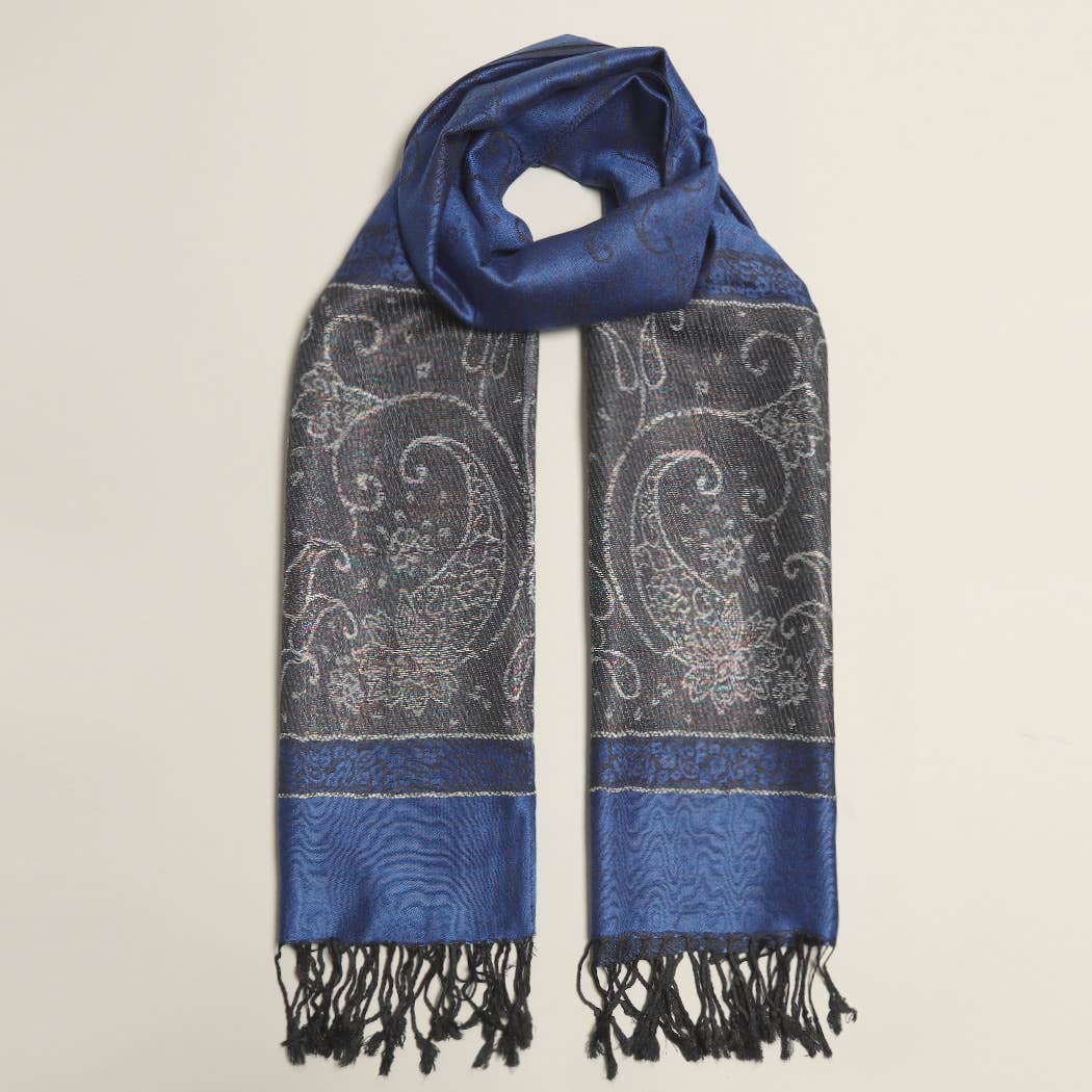 Fashion City - Wholesale Scarf - Women's - Lurex Paisley Pashmina Shawl Scarf Wrap 6