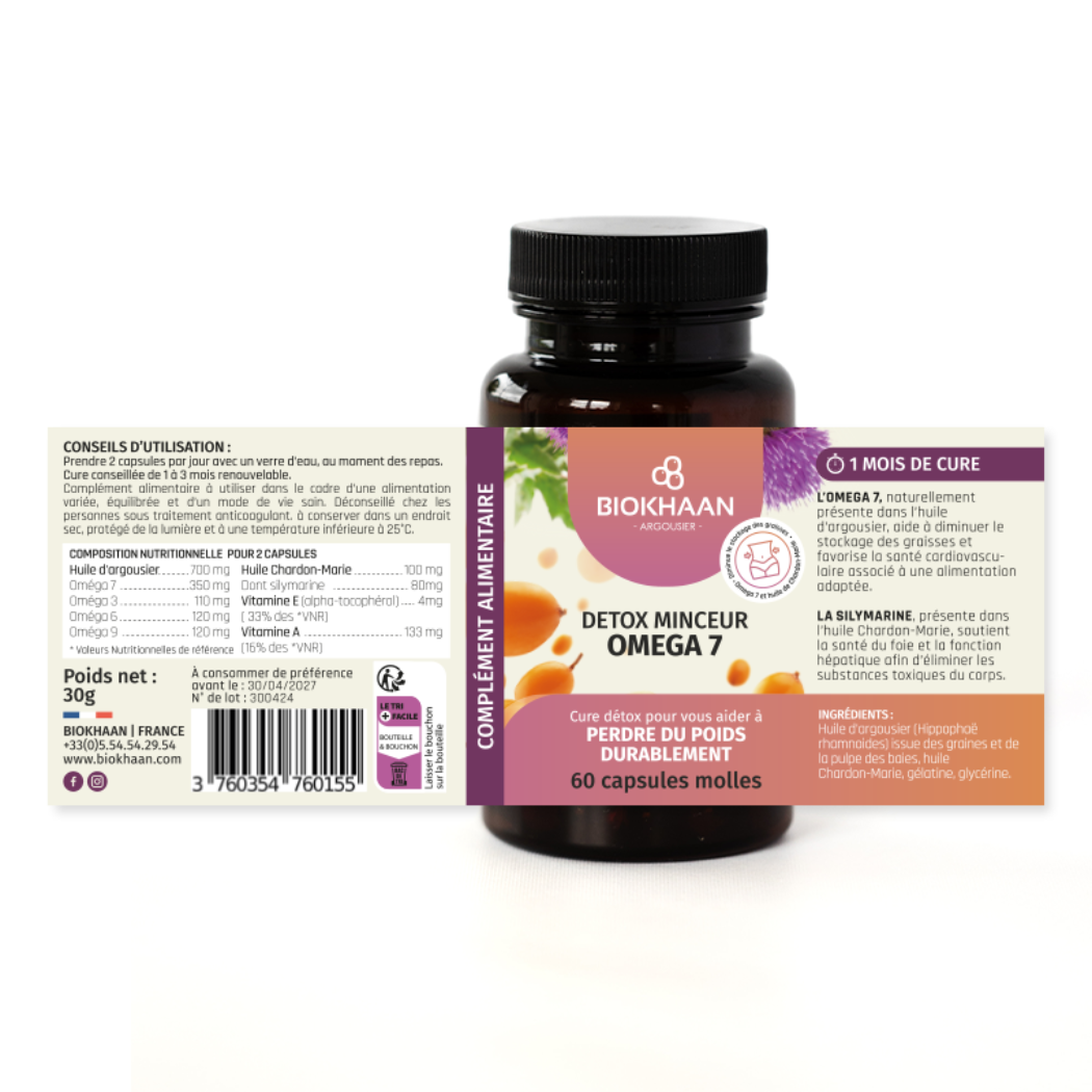 BIOKHAAN - Wholesale Oral Supplement/Vitamin - 60 SLIMMING DETOX SOFTGELS / SEABUCKTHORN - MILK THISTLE1