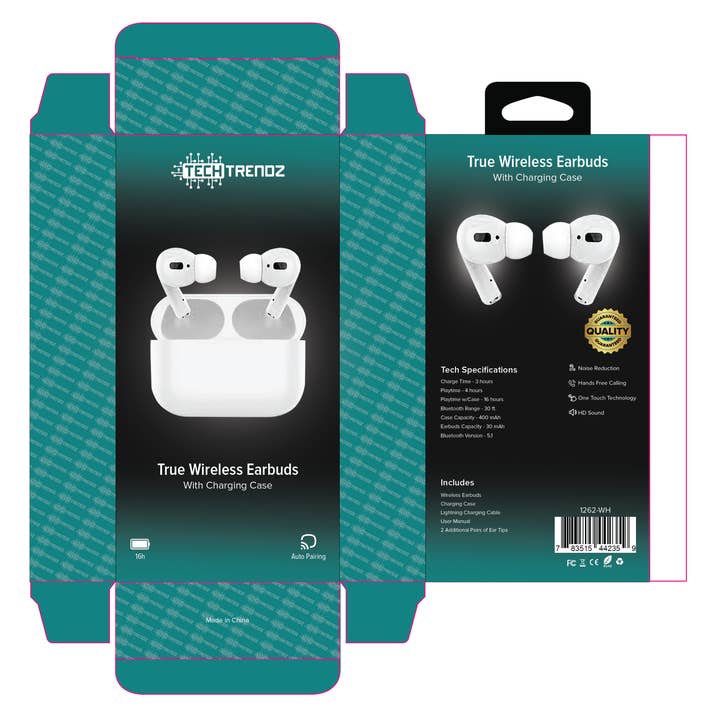 Tech Trendz - Wholesale Headphones - Pro Style Wireless Earbuds w/Charging Case