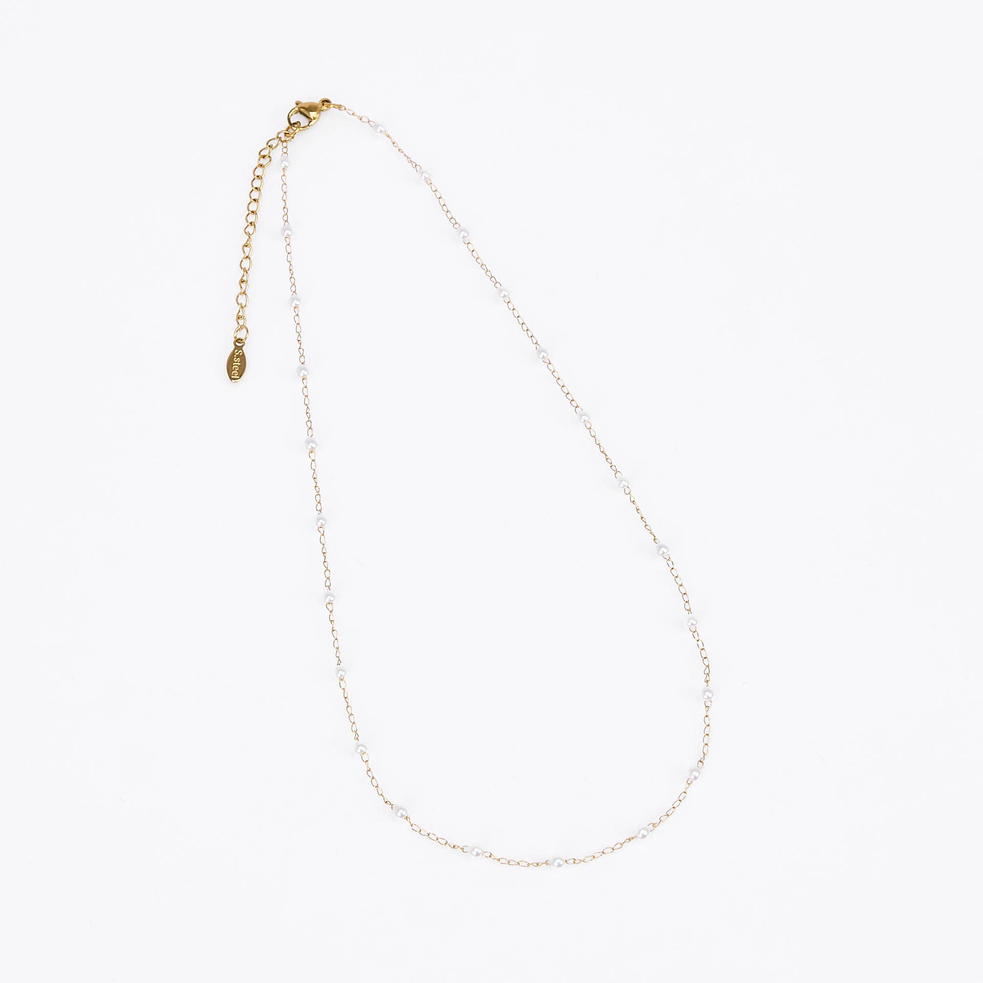 By Sookay - Wholesale Jewelry Stand & Display - Display of 30 chain necklaces, stainless steel & soft pearls1