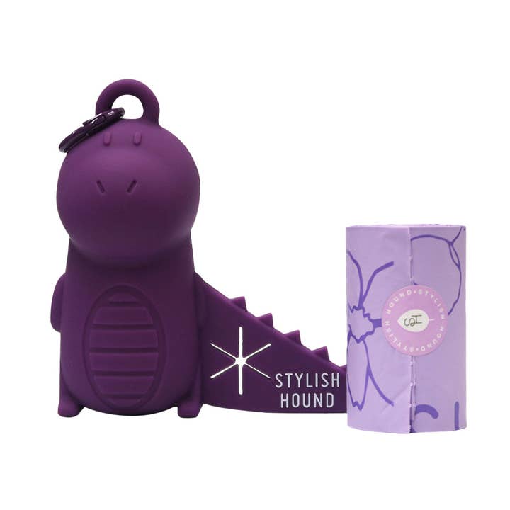 Porte-sac à déjections Dino violet pour la vente par Stylish Hound