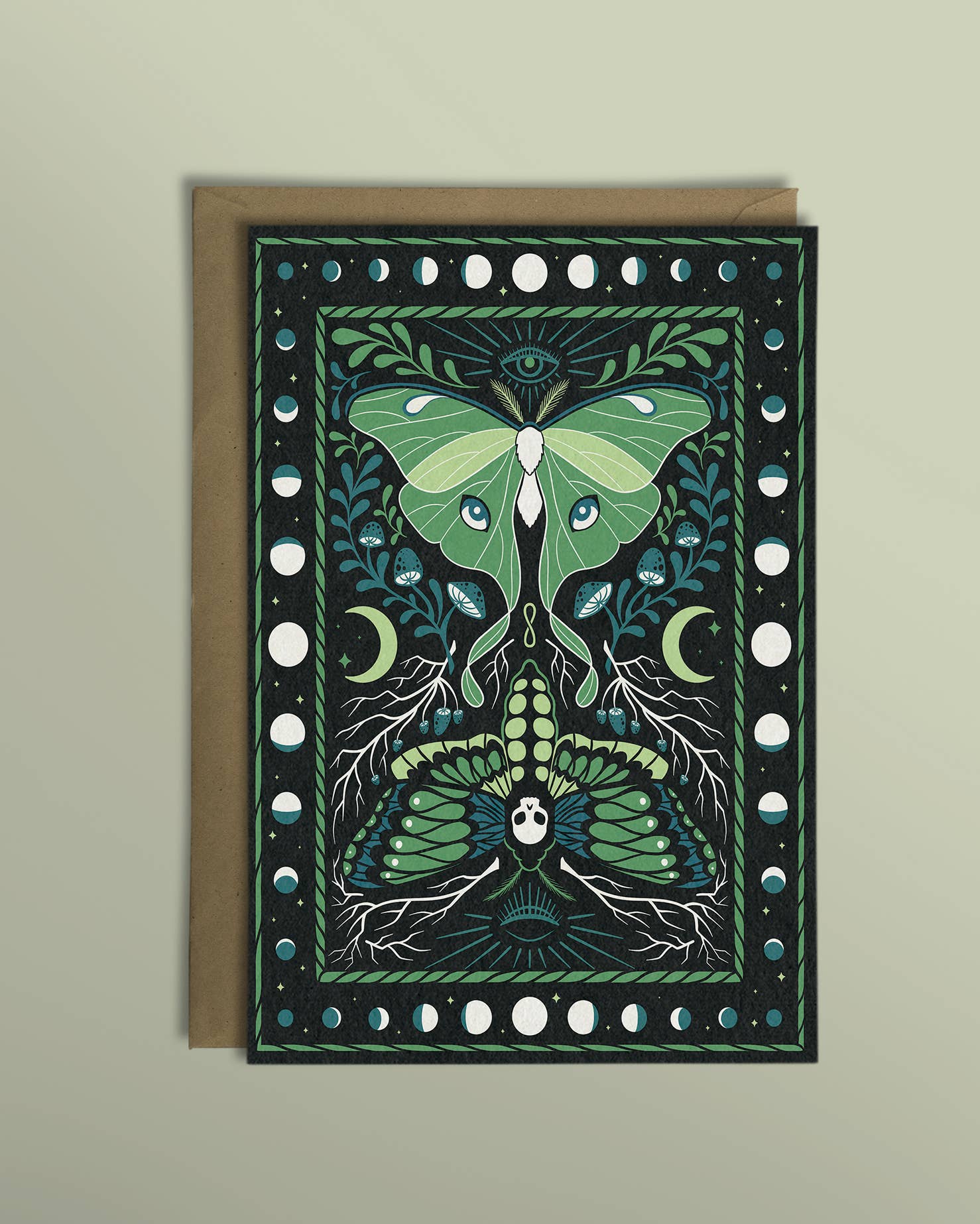 Elissa Marie Creative - Wholesale Everyday Greeting Card - Moths Greeting Card | moons | mushrooms | witchy card1