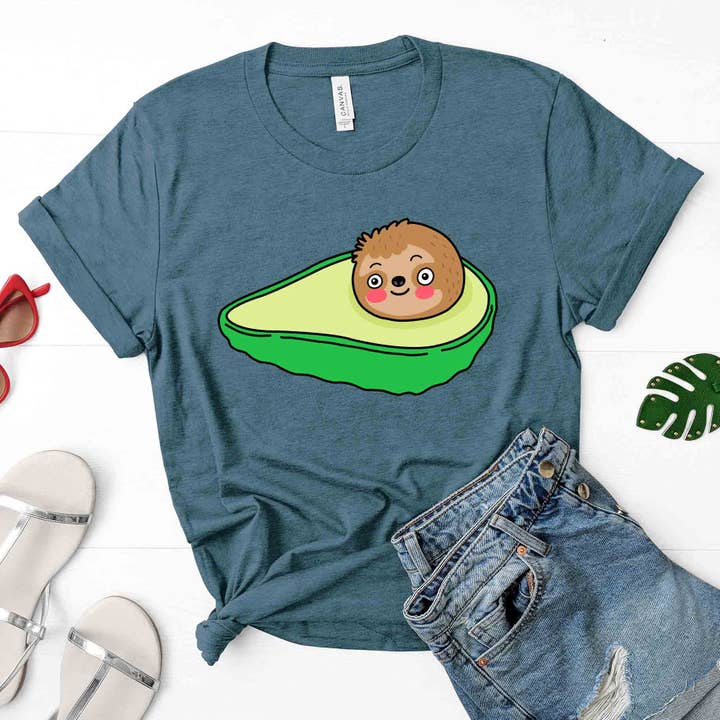 Camiseta con gráfico Avocado Sloth para venta al por mayor de Superr Sunday