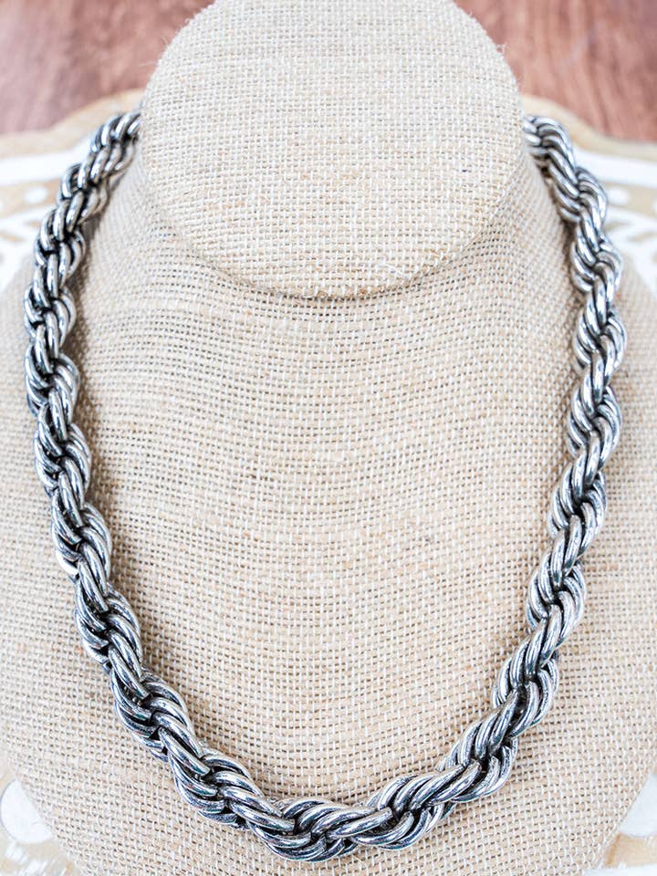 Trailblazer Twist Burnished Silvertone Necklace for wholesale by Wholesale Accessory Market