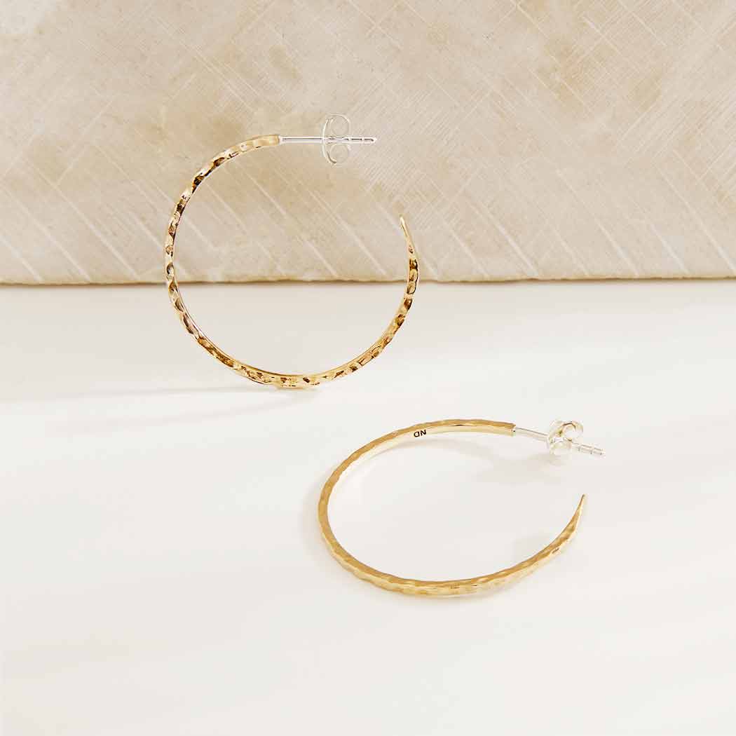 Nina Designs - Wholesale Hoop Earrings - Sterling Silver or Gold Hammer Finish Hoop Earrings on Post7