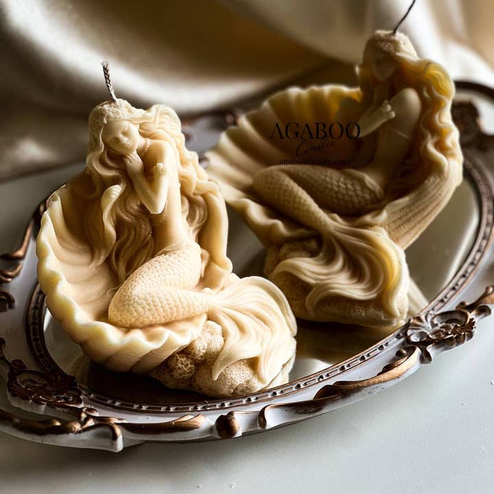 Agaboo Candle - Wholesale Novelty Candle - Mermaid Shell Candle 4x5in - Animals
