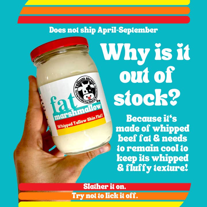 Vellum Street - Wholesale Body Cream/Lotion - fat marshmallow Whipped Tallow Skin Fluff