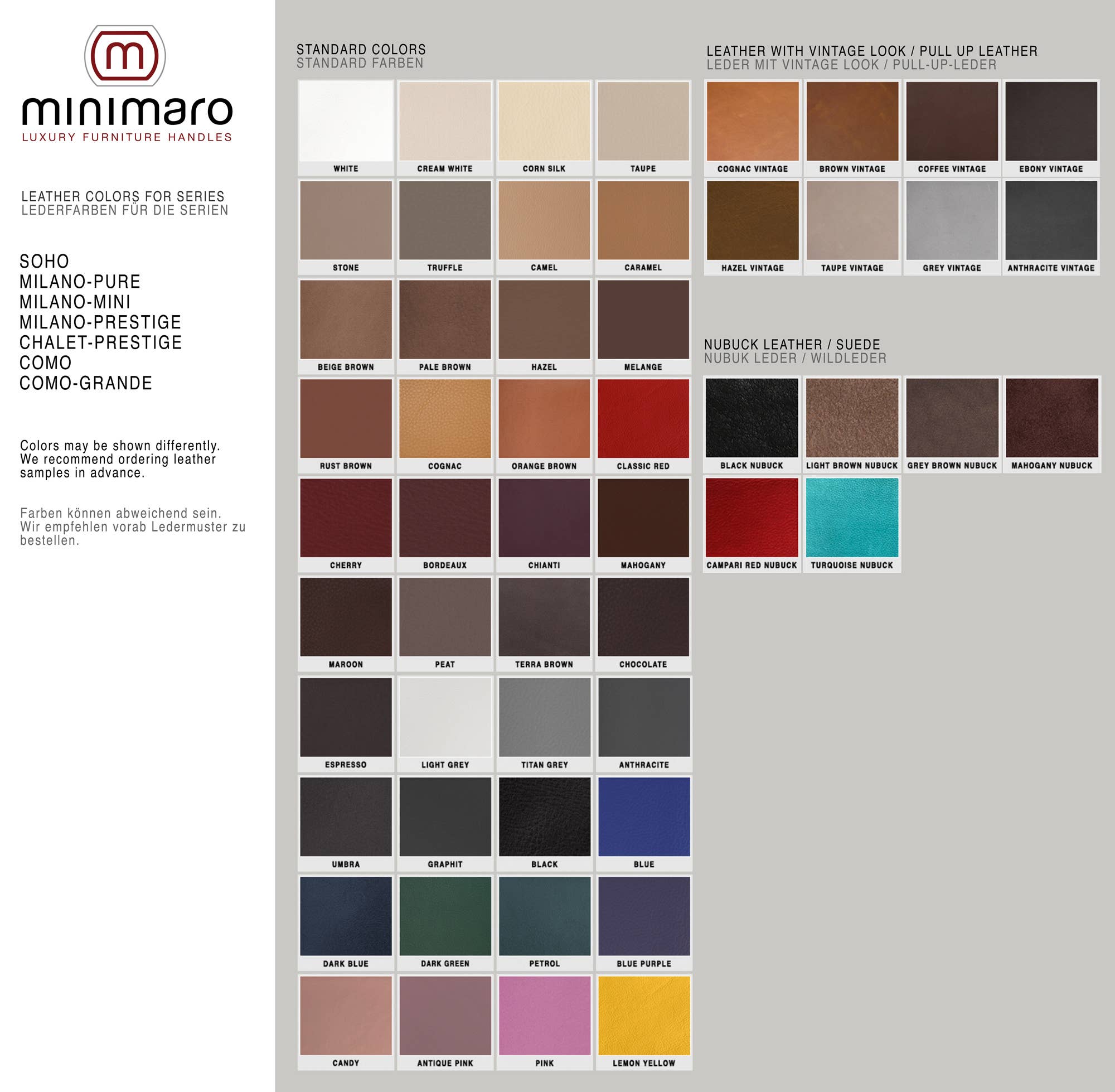 minimaro - luxury furniture handles – wholesale Knob/pull – MILANO-PURE - 61 colors - 6 sizes27